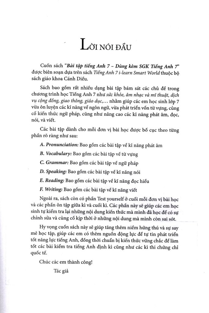 BÀI TẬP TIẾNG ANH LỚP 7 (Dùng kèm SGK Tiếng Anh i-learn Smart World)